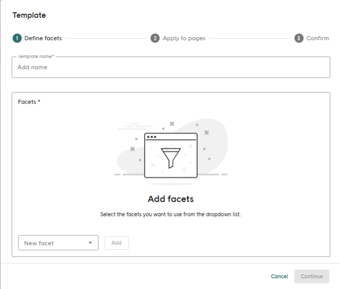 Add Facets in Elevate screenshot
