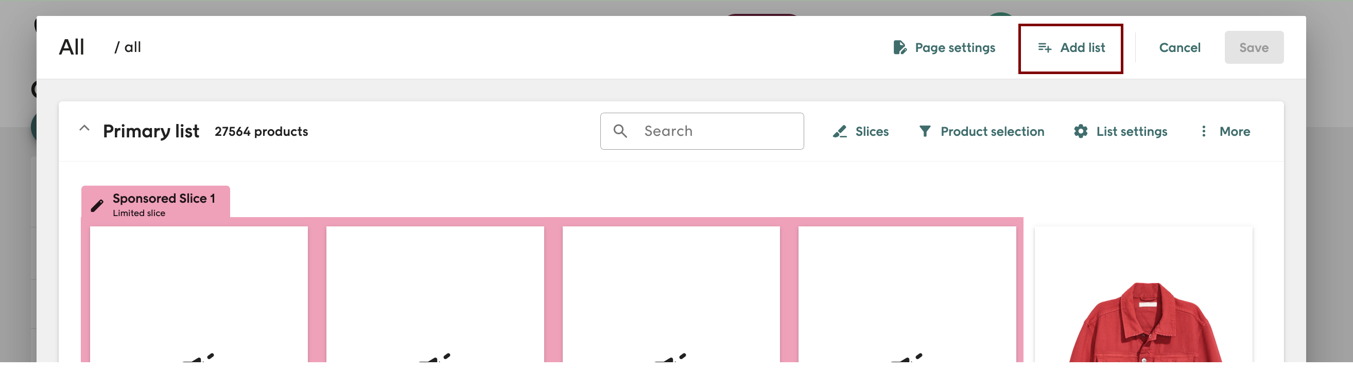 Add list for sponsored list screenshot