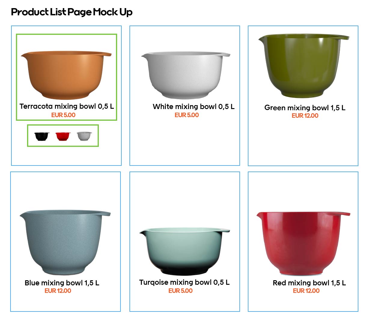 Product list example screenshot