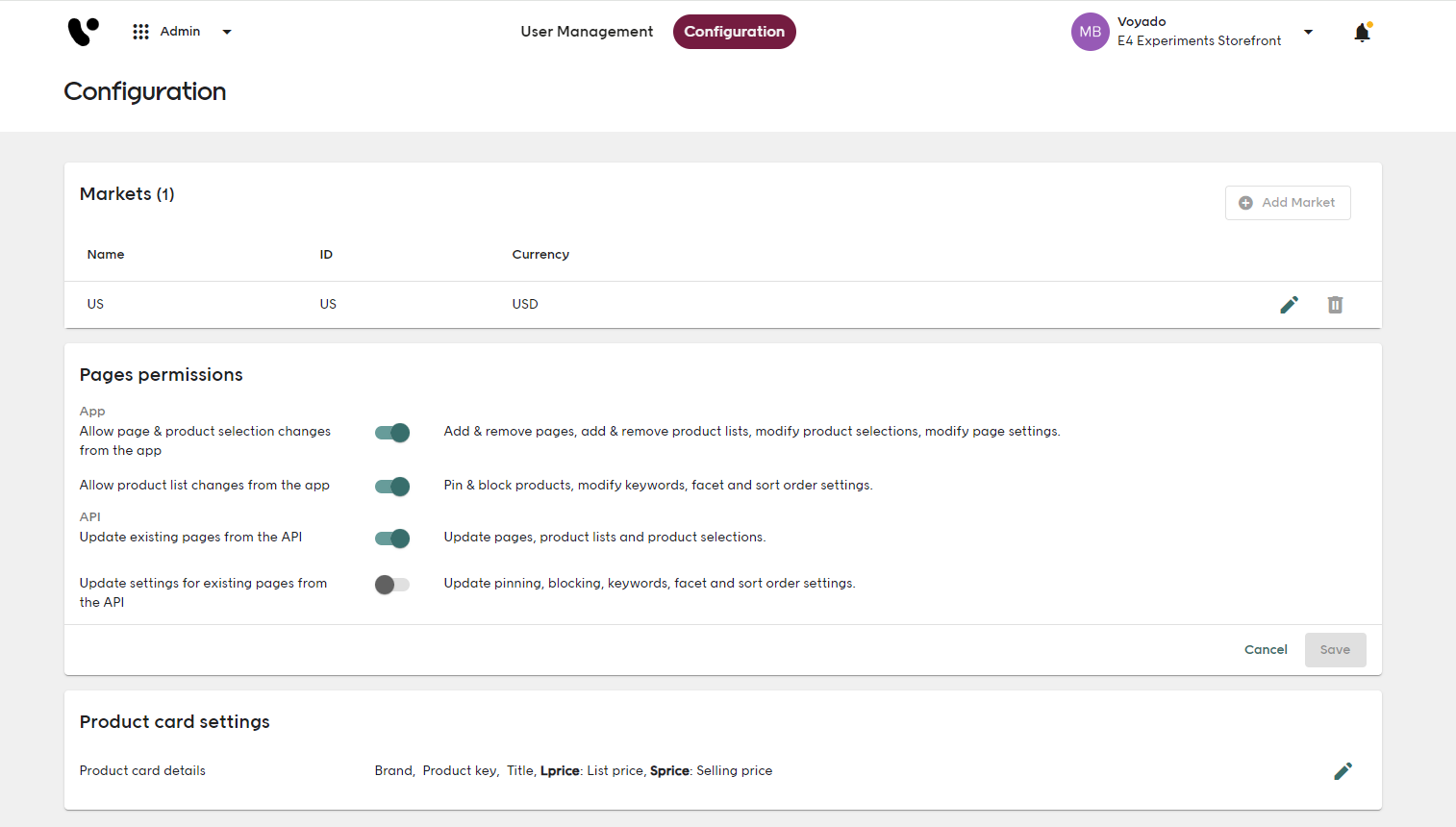 configuration tab in Elevate screenshot