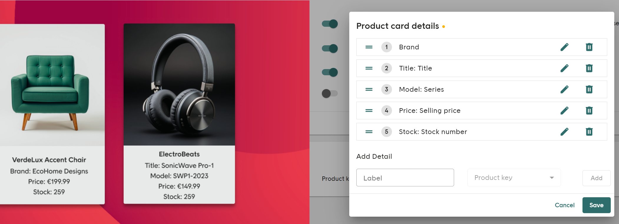 Product card details screenshot