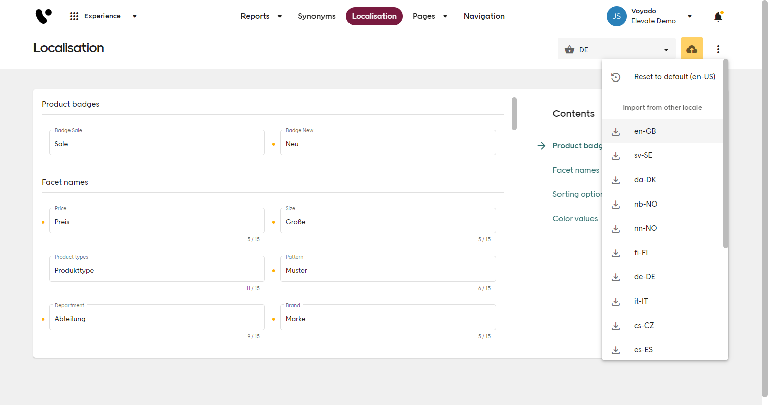localisation- import screenshot