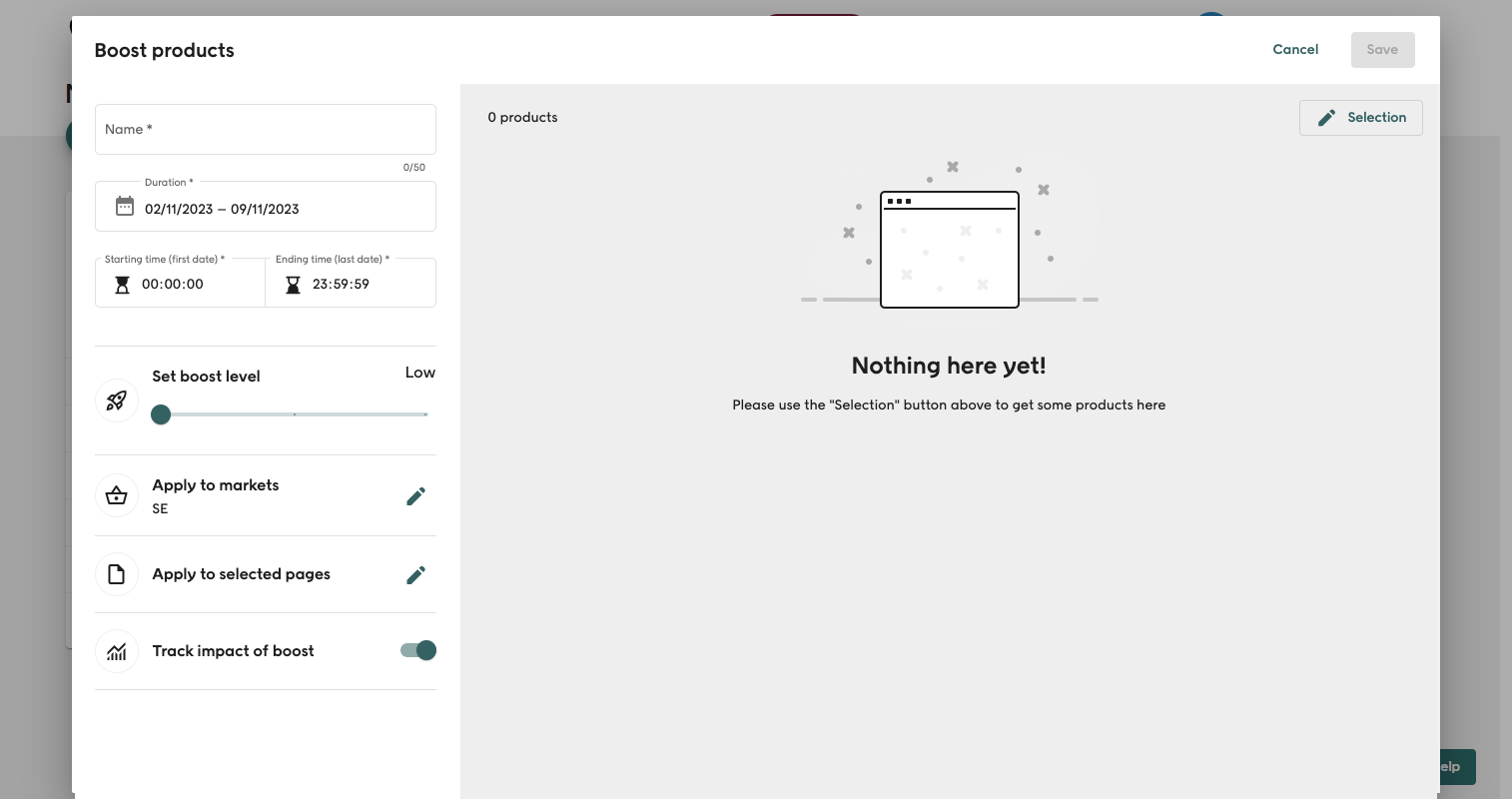 Boost products view in Elevate screenshot