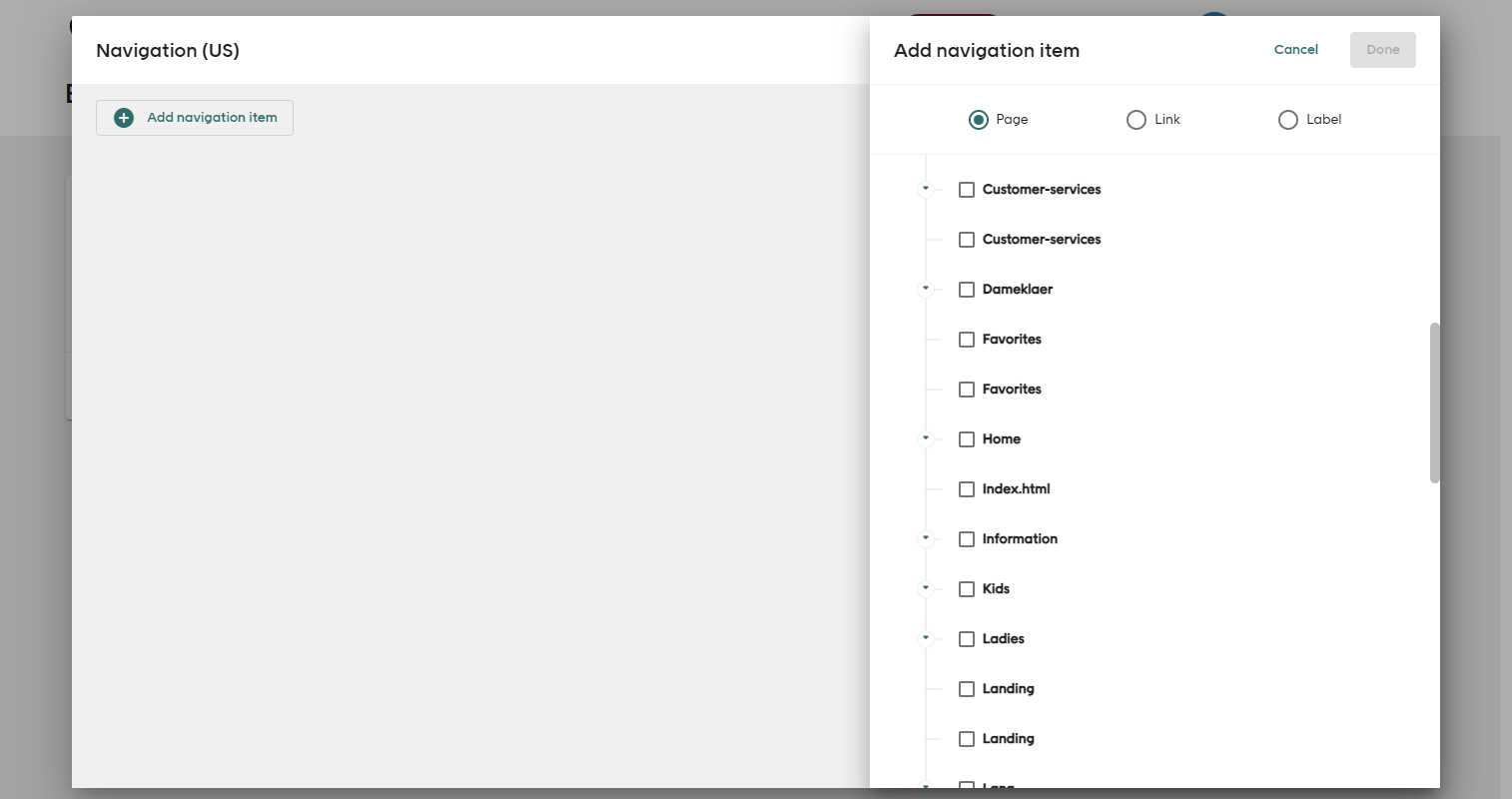 navigation tab add navigation screenshot